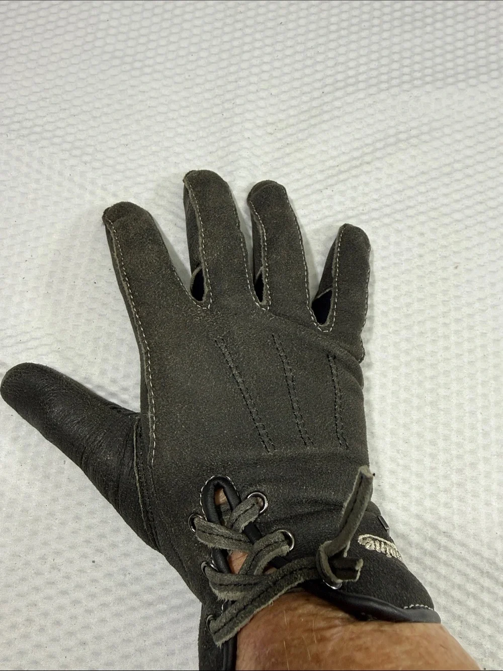 Harley-Davidson Black Lace-Up Leather Riding Gloves size S
